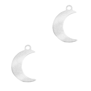 Roestvrij stalen (RVS) Stainless steel bedels maan Zilver