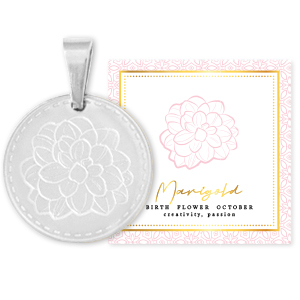 Roestvrij stalen (RVS) Stainless steel bedels Mix & Match 15mm Birth flower October-Marigold Zilver