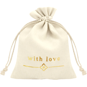 Sieraad zakje "with love" Off white-gold
