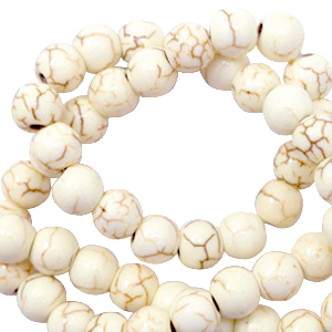 Kralen keramiek 4mm Off white