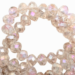 Top Facet kralen 6x4 mm disc Champagne-diamond shine coating