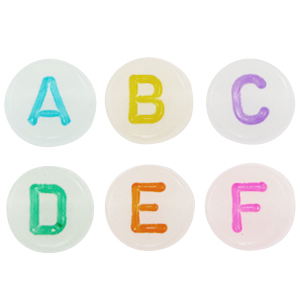 Letterkralen van acryl mix glow-in-the-dark Off white-multicolour