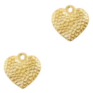 Roestvrij stalen (RVS) Stainless steel bedels hart Goud