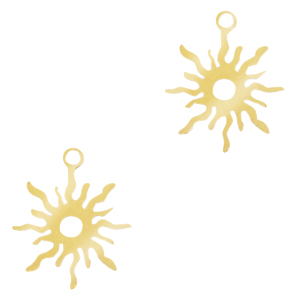 Roestvrij stalen (RVS) Stainless steel bedels zon Goud