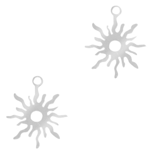 Roestvrij stalen (RVS) Stainless steel bedels zon Zilver