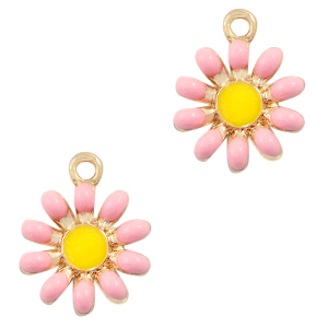 Basic Quality metalen bedels bloem Goud-roze