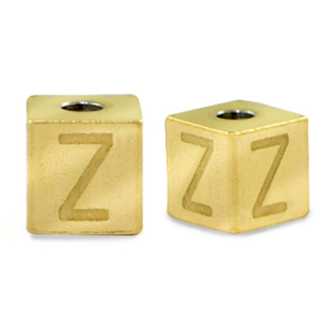 Roestvrij stalen (RVS) Stainless steel kralen letter Z Goud