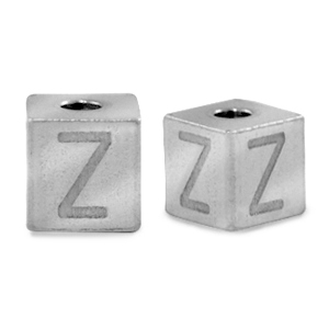 Roestvrij stalen (RVS) Stainless steel kralen letter Z Zilver
