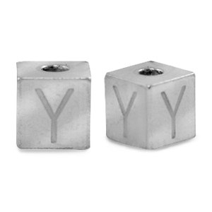 Roestvrij stalen (RVS) Stainless steel kralen letter Y Zilver