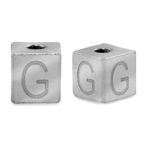 Roestvrij stalen (RVS) Stainless steel kralen letter G Zilver