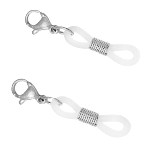 Roestvrij stalen (RVS) stainless steel onderdelen bril koord eindje met karabijnslot Zilver-transparant