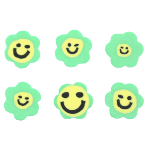 Polymeer kralen bloem smiley Neon green