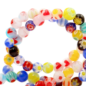 Millefiori kralen rond bloem 4mm Multicolour
