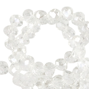 Top Facet kralen 3x3mm disc Crystal-pearl shine coating
