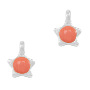 Bedels DQ metaal ster Coral red-antique silver (nikkelvrij)