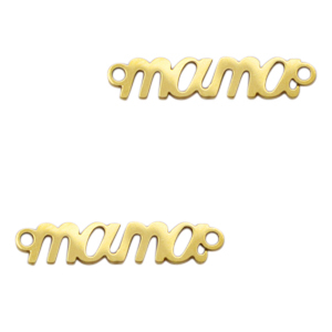 Roestvrij stalen (RVS) Stainless steel bedels/tussenstuk "mama" Goud