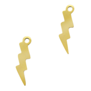 Roestvrij stalen (RVS) Stainless steel bedels bliksem Goud