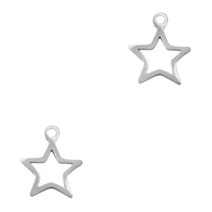 Roestvrij stalen (RVS) Stainless steel bedels ster Zilver