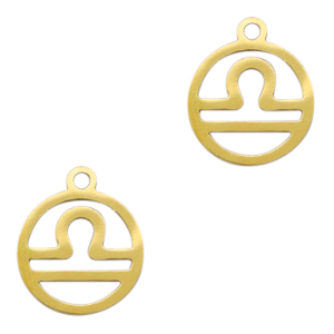 Roestvrij stalen (RVS) Stainless steel bedels sterrenbeeld weegschaal Goud