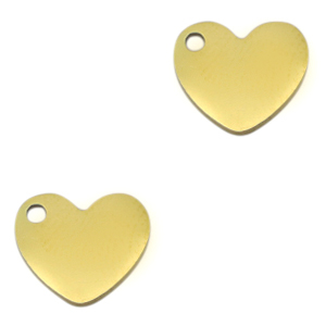 Roestvrij stalen (RVS) Stainless steel bedels hart Goud