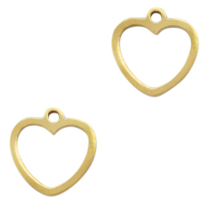 Roestvrij stalen (RVS) Stainless steel bedels hart Goud