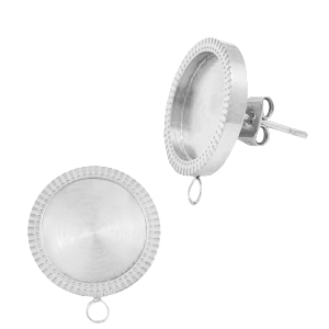 Polaris Steel (RVS) oorbellen met setting voor 12mm cabochon (met oogje) Zilver
