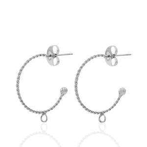 Roestvrij stalen (RVS) Stainless steel oorbellen/oorstekers creolen met oogje Zilver