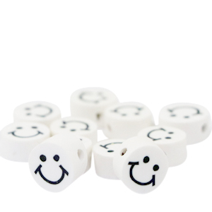 Polymeer kralen smiley White
