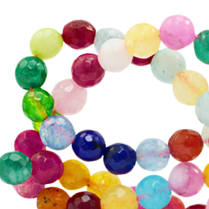 6 mm natuursteen kralen Jade facet geslepen Multicolour
