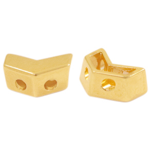Kralen DQ metaal duo beads arrow Goud (nikkelvrij)