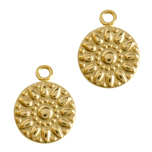 Roestvrij stalen (RVS) Stainless steel bedels bloem Goud