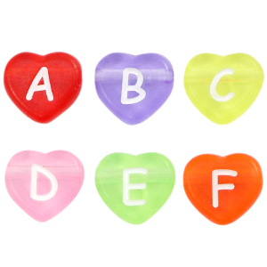 Letterkralen van acryl hart Multicolour transparent