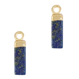 Natuursteen hangers tube Sapphire blue-gold