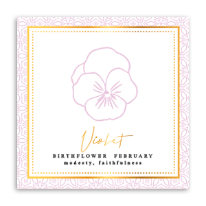 Sieraden kaartjes Birth flower February-Violet Lilac pink
