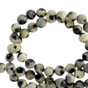 Natuursteen kralen dalmati&euml;r jaspis 4mm Greige anthracite