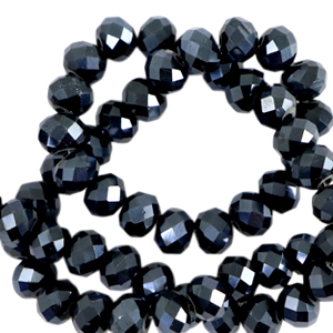 Top Facet kralen 8x6 mm disc Black-pearl shine coating