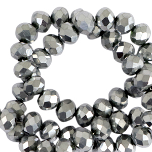 Top Facet kralen 8x6 mm disc Silver-pearl shine coating