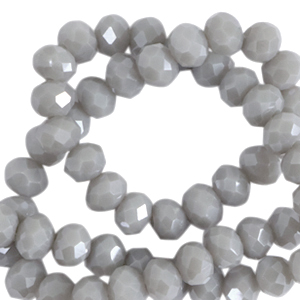 Top Facet kralen 8x6 mm disc Cloudy grey-pearl shine coating