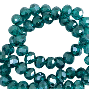 Top Facet kralen 8x6 mm disc Danube blue-pearl shine coating