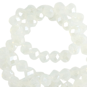Top Facet kralen 8x6 mm disc Milky crystal-pearl shine coating