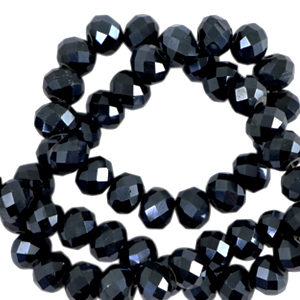 Top Facet kralen 6x4 mm disc Black-pearl shine coating