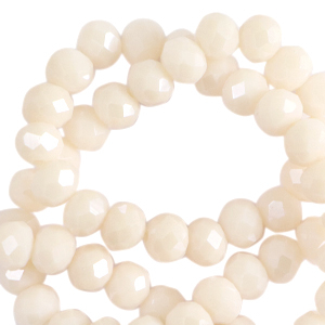 Top Facet kralen 6x4 mm disc Pristine beige-pearl shine coating