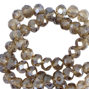 Top Facet kralen 4x3mm disc Light topaz-top shine coating