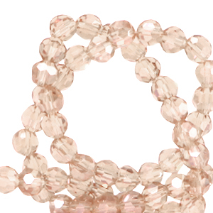 Top Facet kralen rond 4mm Latte beige-pearl shine coating