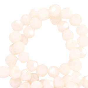 Top Facet kralen rond 4mm Pristine beige-pearl shine coating