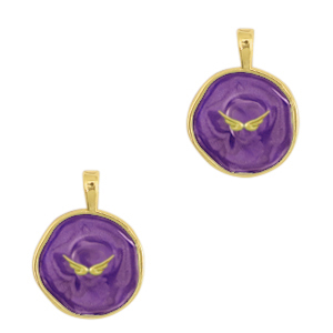 Brass TQ metaal bedels wings Gold-dark purple