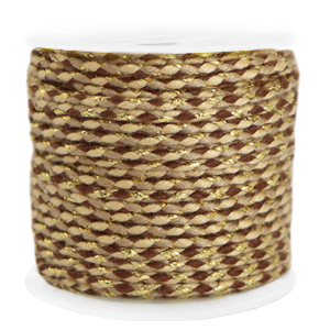 Trendy koord gevlochten 2mm Gold-brown