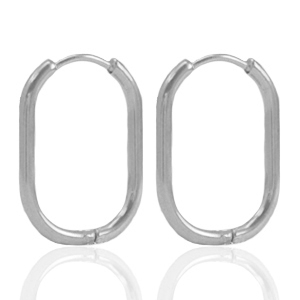 Roestvrij stalen (RVS) Stainless steel oorbellen creolen ovaal Silver