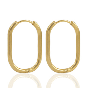 Roestvrij stalen (RVS) Stainless steel oorbellen creolen ovaal Gold