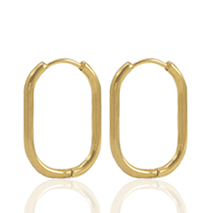 Roestvrij stalen (RVS) Stainless steel oorbellen creolen ovaal Gold